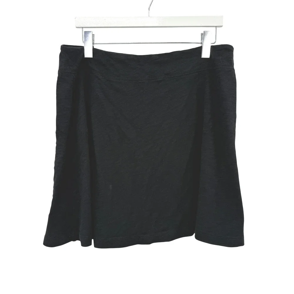 Escape by Habitat Skirt Women L Black Cotton Slub Knit Minimalist Lagenlook Cozy